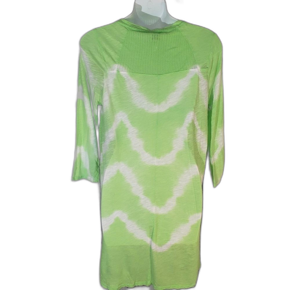 Chico's neon green tie dye tunic top shirt 0 small